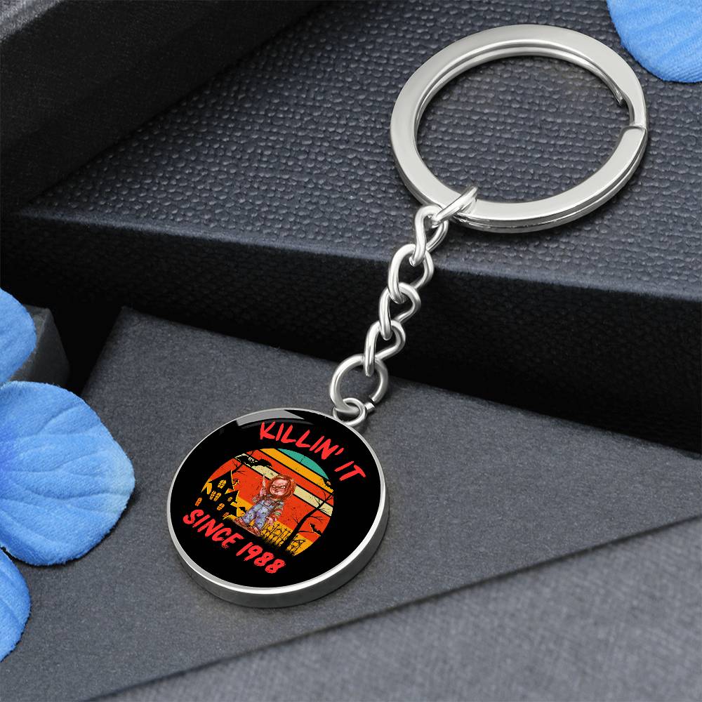 Chucky / KILLIN' IT SINCE 1988 / Circle Graphic Keychain