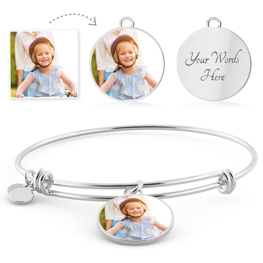 Custom Circle Bangle with Photo Upload and Personalized Engraving