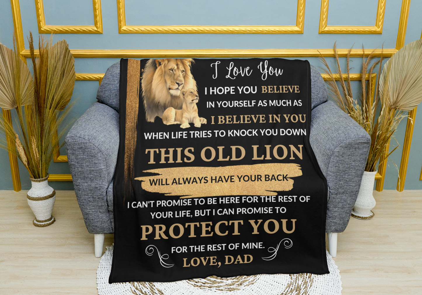 To My Daughter / This Old Lion / Love, Dad  Mink Sherpa Blanket 50x60