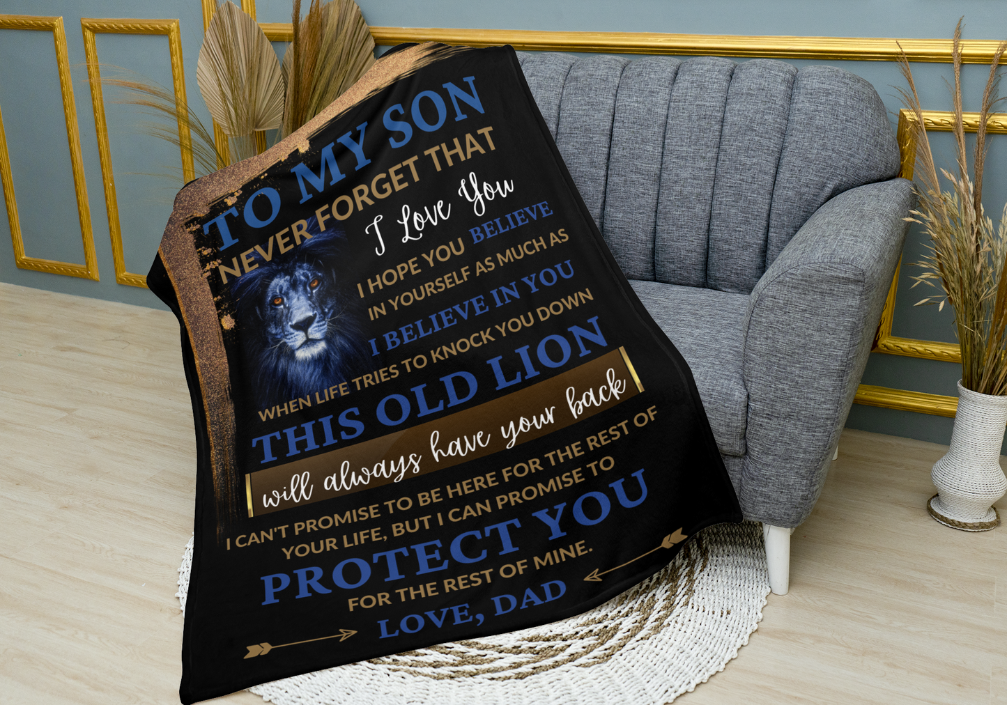 To My Son / This Old Lion / Love, Dad  Mink Sherpa Blanket 50x60