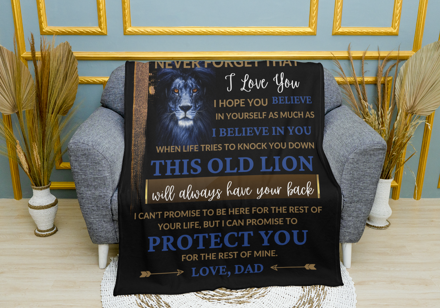 To My Son / This Old Lion / Love, Dad  Mink Sherpa Blanket 50x60