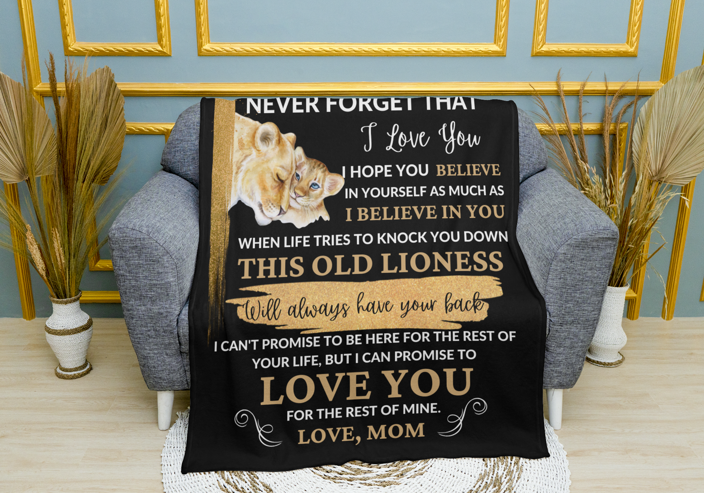 To My Son / This Old Lioness/ Love, Mom / Mink Sherpa Blanket 50x60