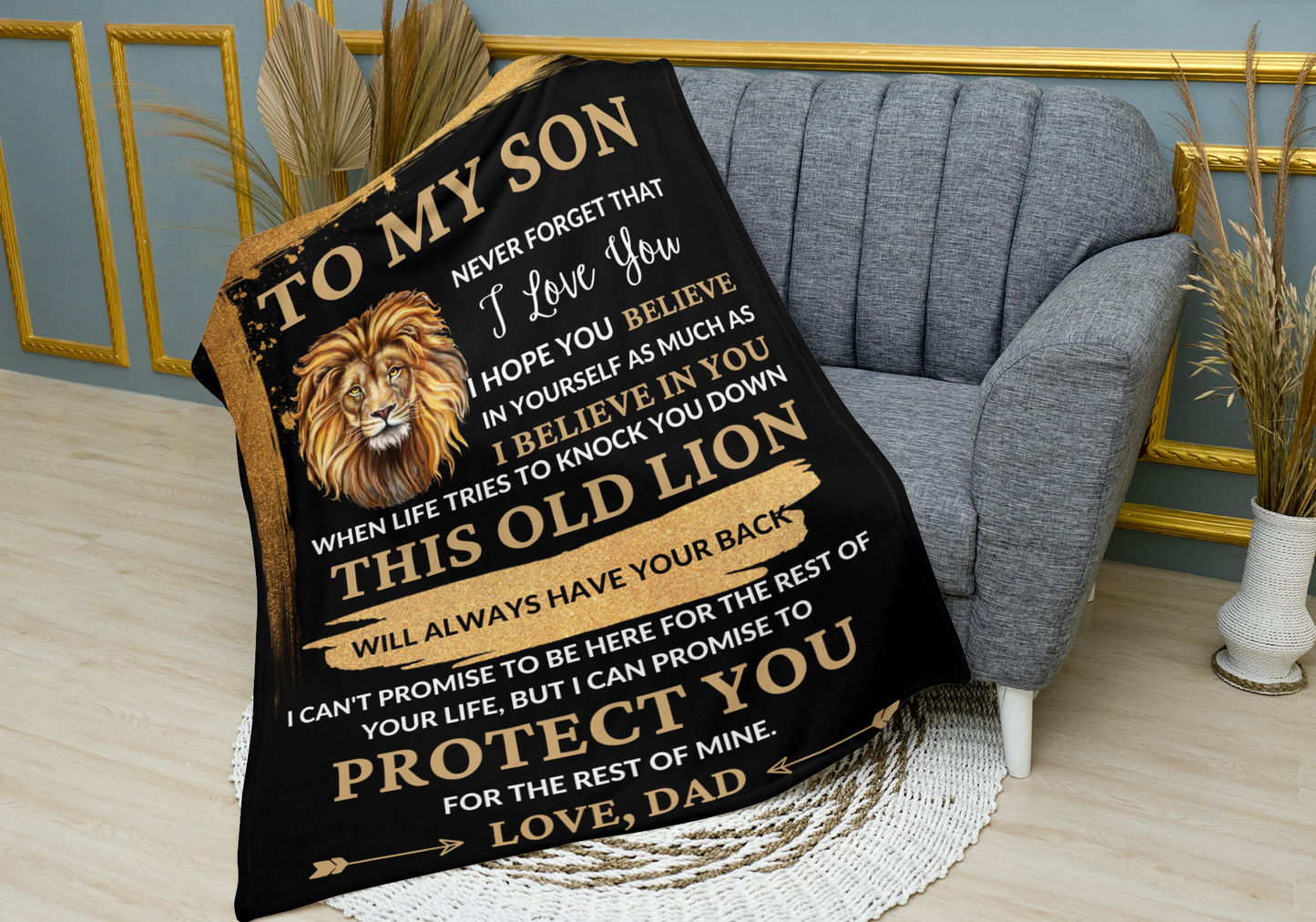 To My Son / This Old Lion / Love, Dad/  Mink Sherpa Blanket 50x60