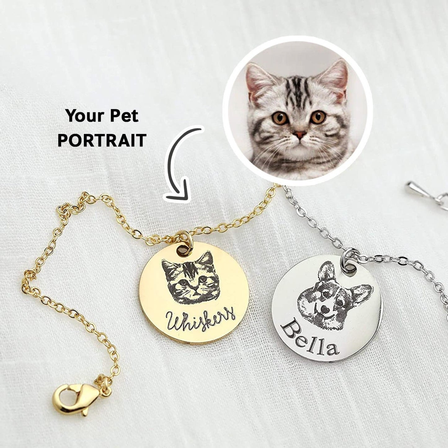 Pet Portrait Name Bracelet